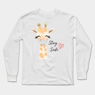 Stay Safe, Giraffe Face mask Long Sleeve T-Shirt